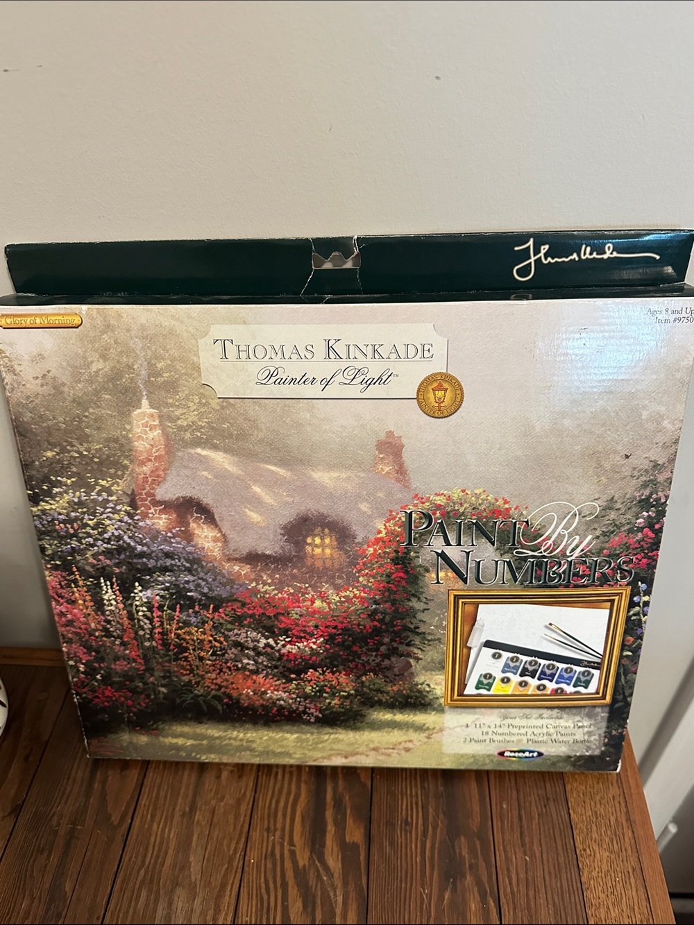 Thomas Kinkade Cottage Garden Paint-By-Numbers in Cream, Green, Pink, Blue